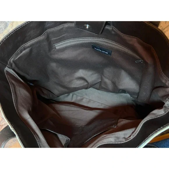 Wilsons Leather Leopard Print Haircalf Tote Bag Brown Leather Shoulder Bag - Picture 6 of 9